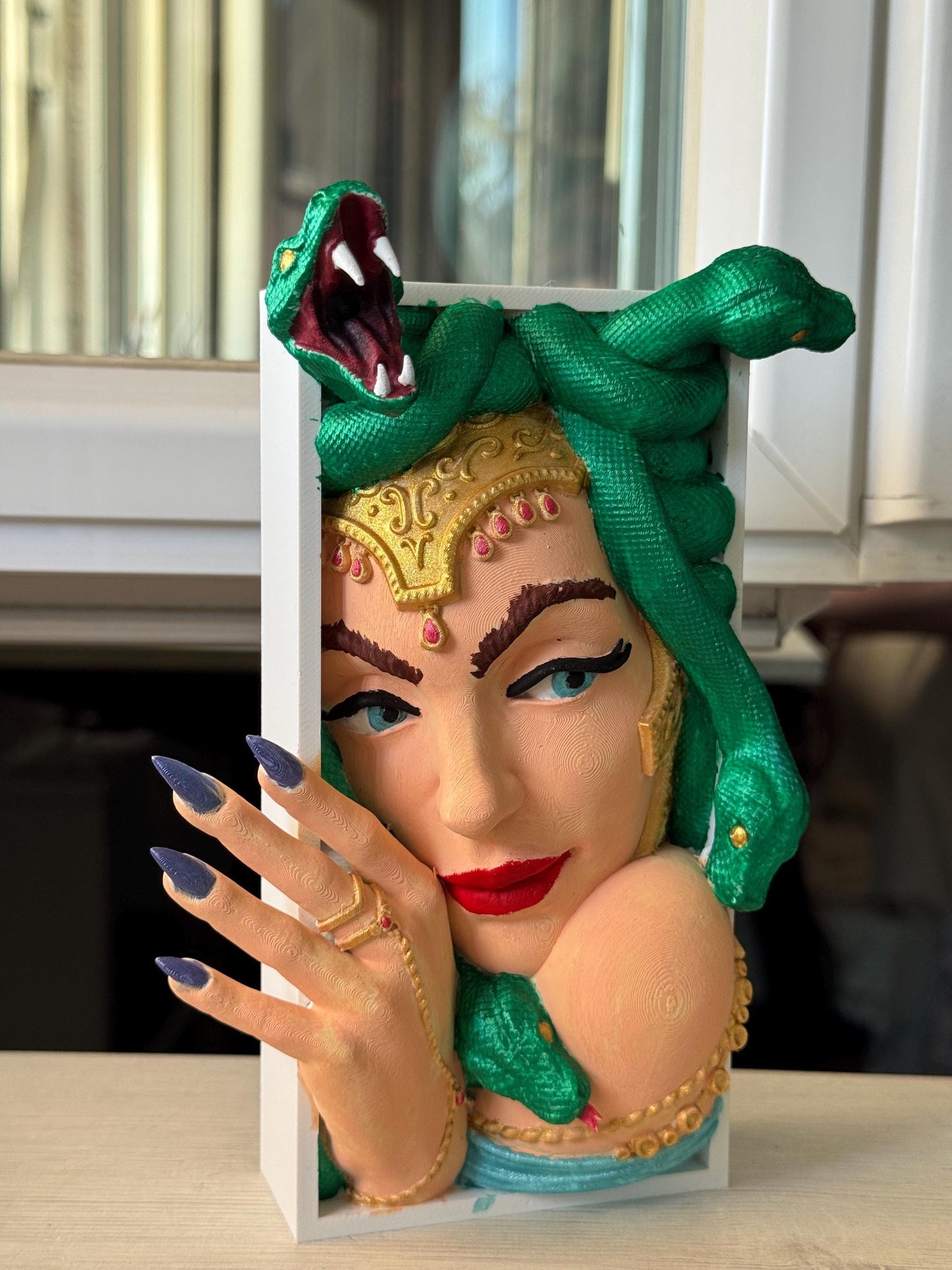 Separalibros Medusa – Decoración mitológica para estantería | Accesorio de lectura único | Amantes de los libros | decoración de terror