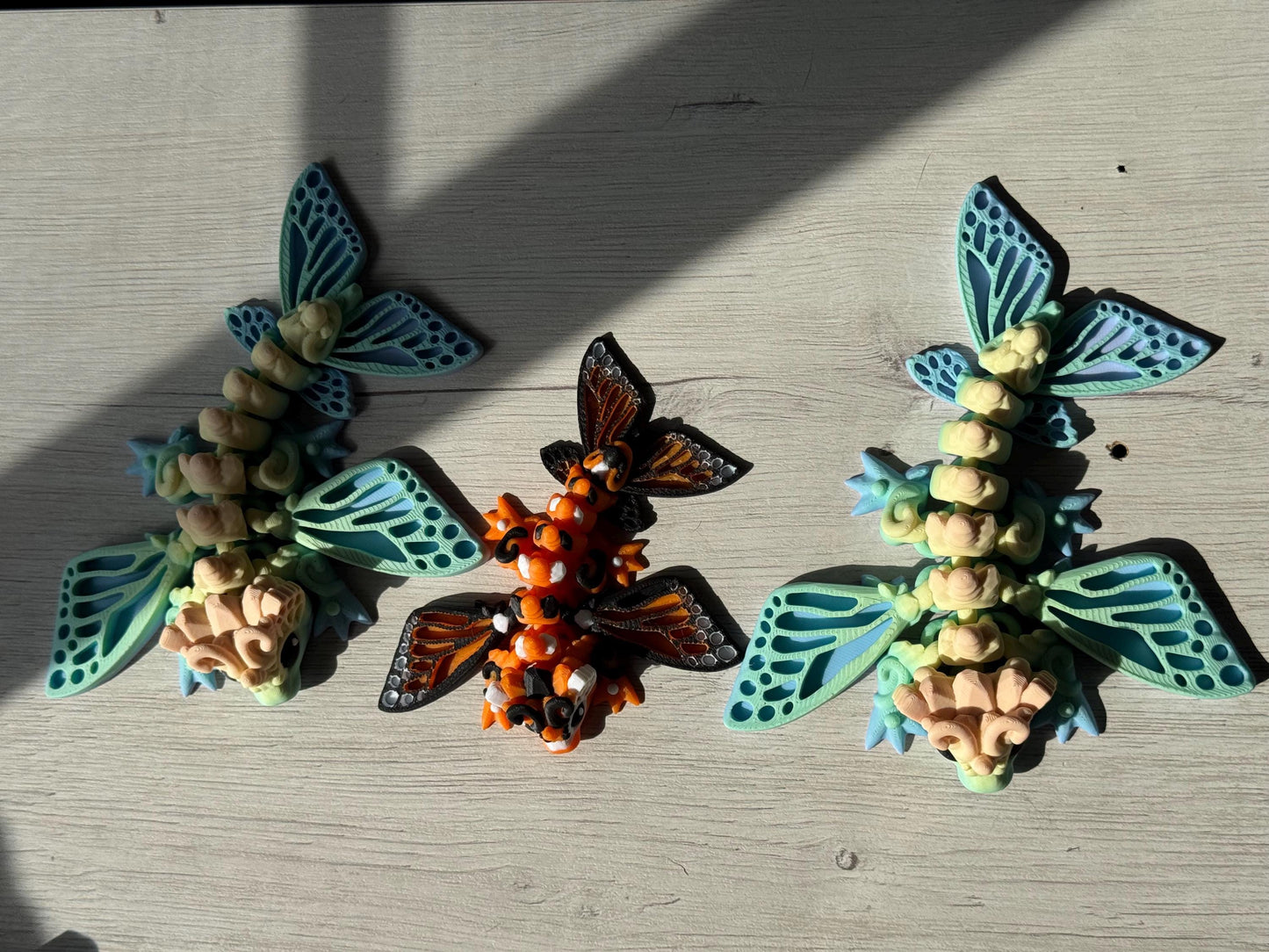 Baby dragon butterfly - gift for dragon lovers, printed dragon, figurines for desk
