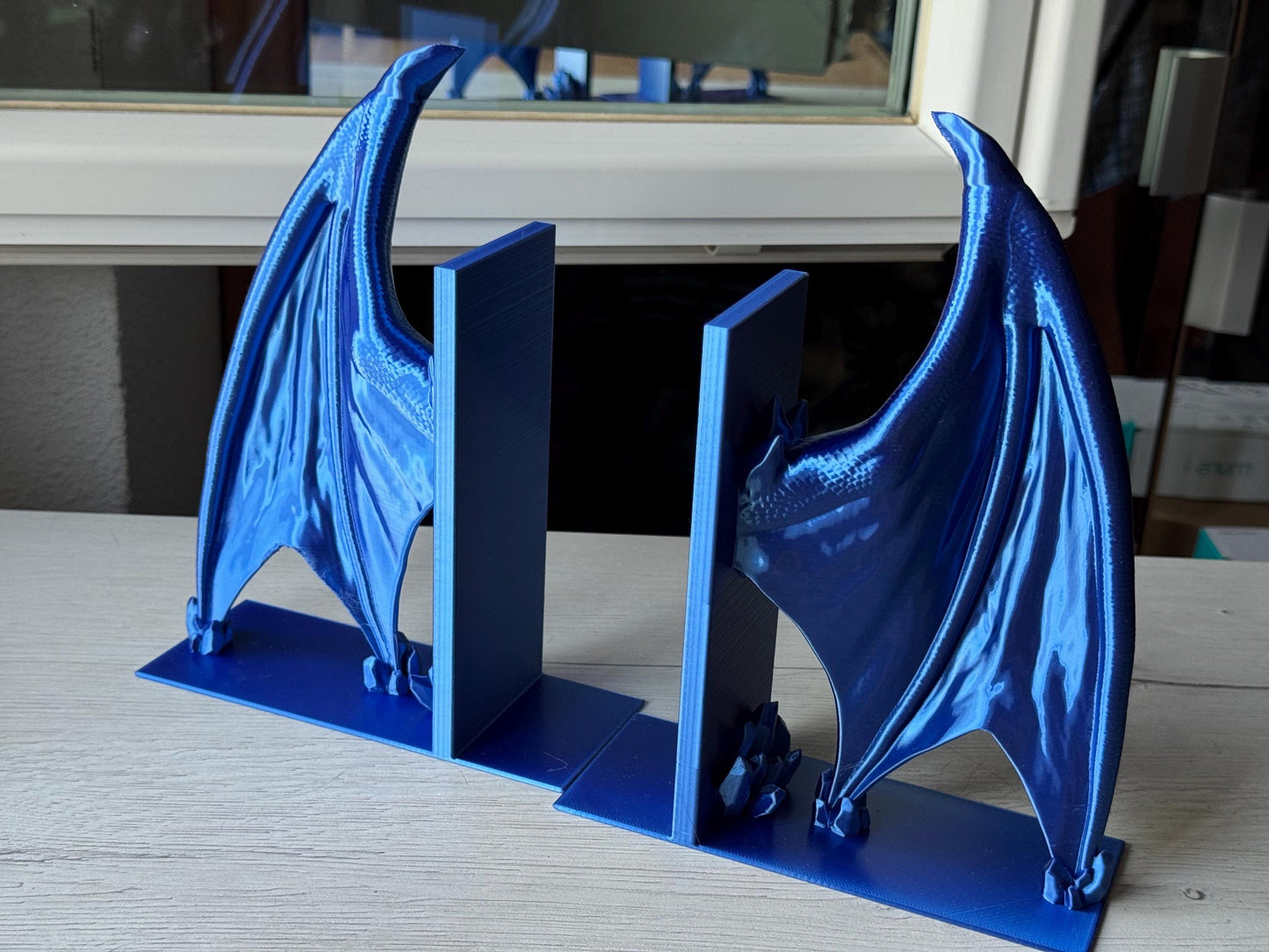 Dragon Wings Bookends – Fantasy Book Shelf Decor | 3D Printed Guardian Wings