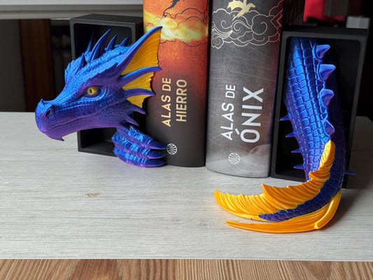 Sujetalibros de dragón marino: decoración fantástica para estanterías | Tamaños mediano y grande | Regalo de dragón para amantes de la lectura