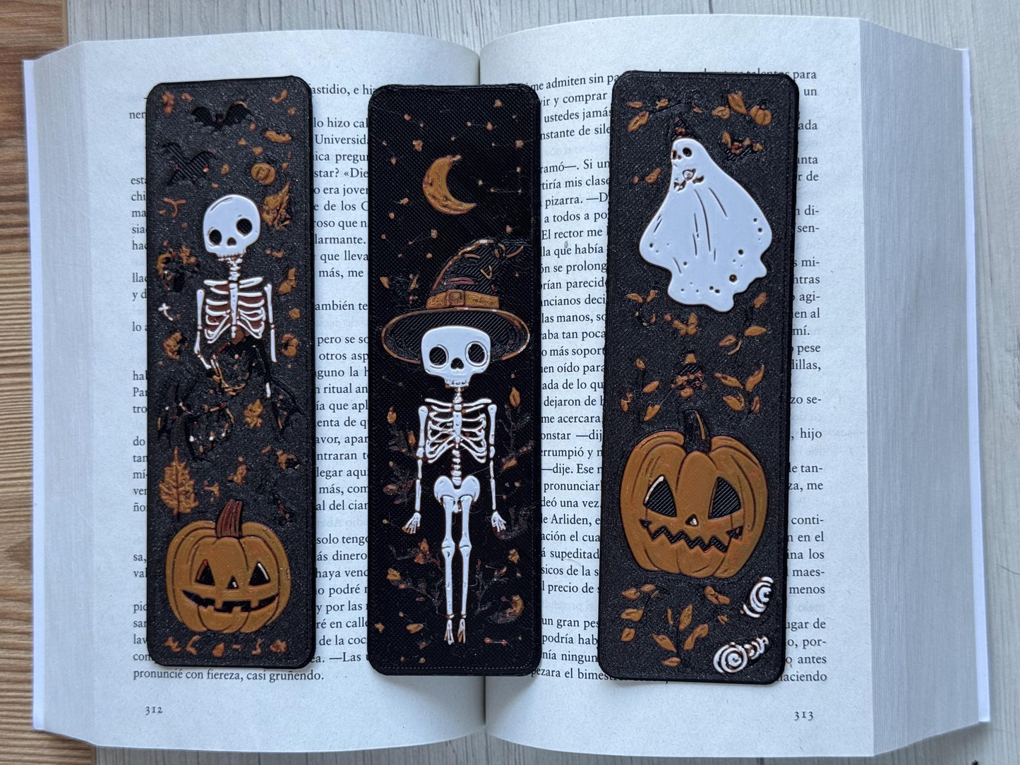 Bookmarks set - Skele-fun , fantasy bookmark, autumn bookmark, halloween bookmarks, kawaii