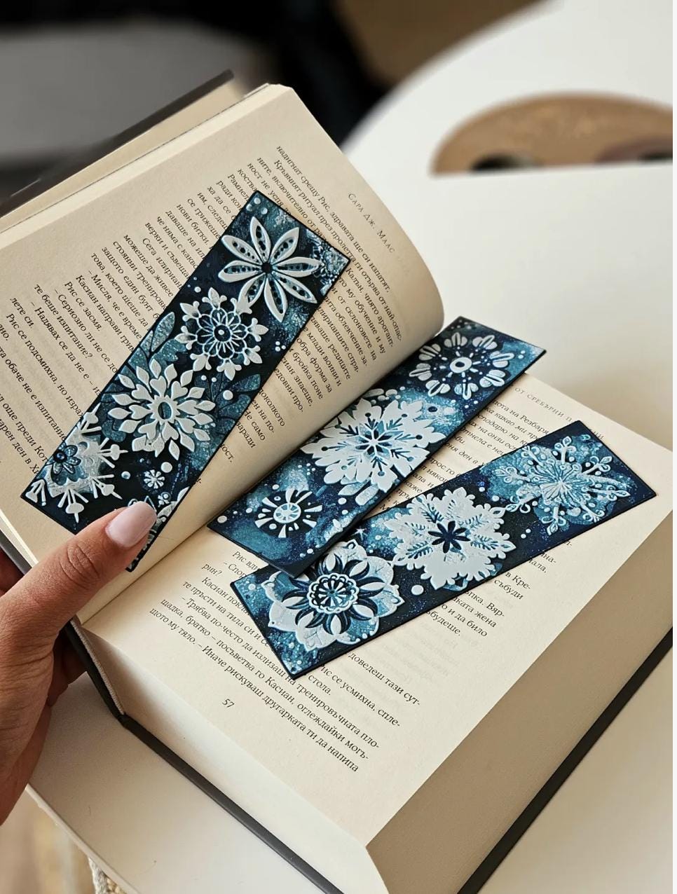 Bookmark "Snowflake Symphony" - Bookmarks, Christmas bookmarks, winter bookmarks, snowflake bookmarks