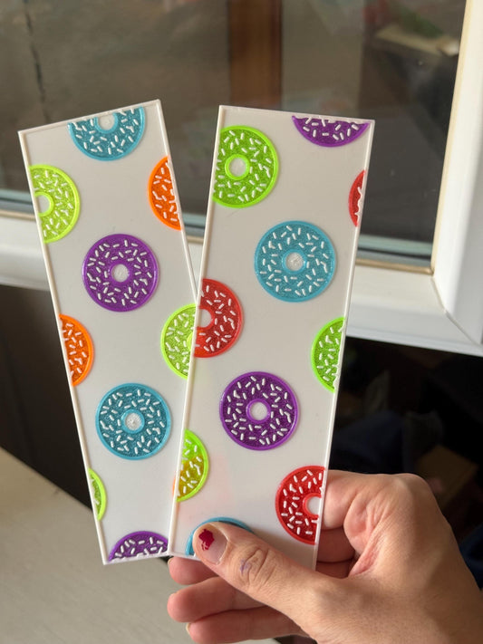 Stained Glass Donut Bookmark – Translucent Plastic Bookmark for Book Lovers | Cute Summer Reading Gift | Colorful Donut Gift for Readers