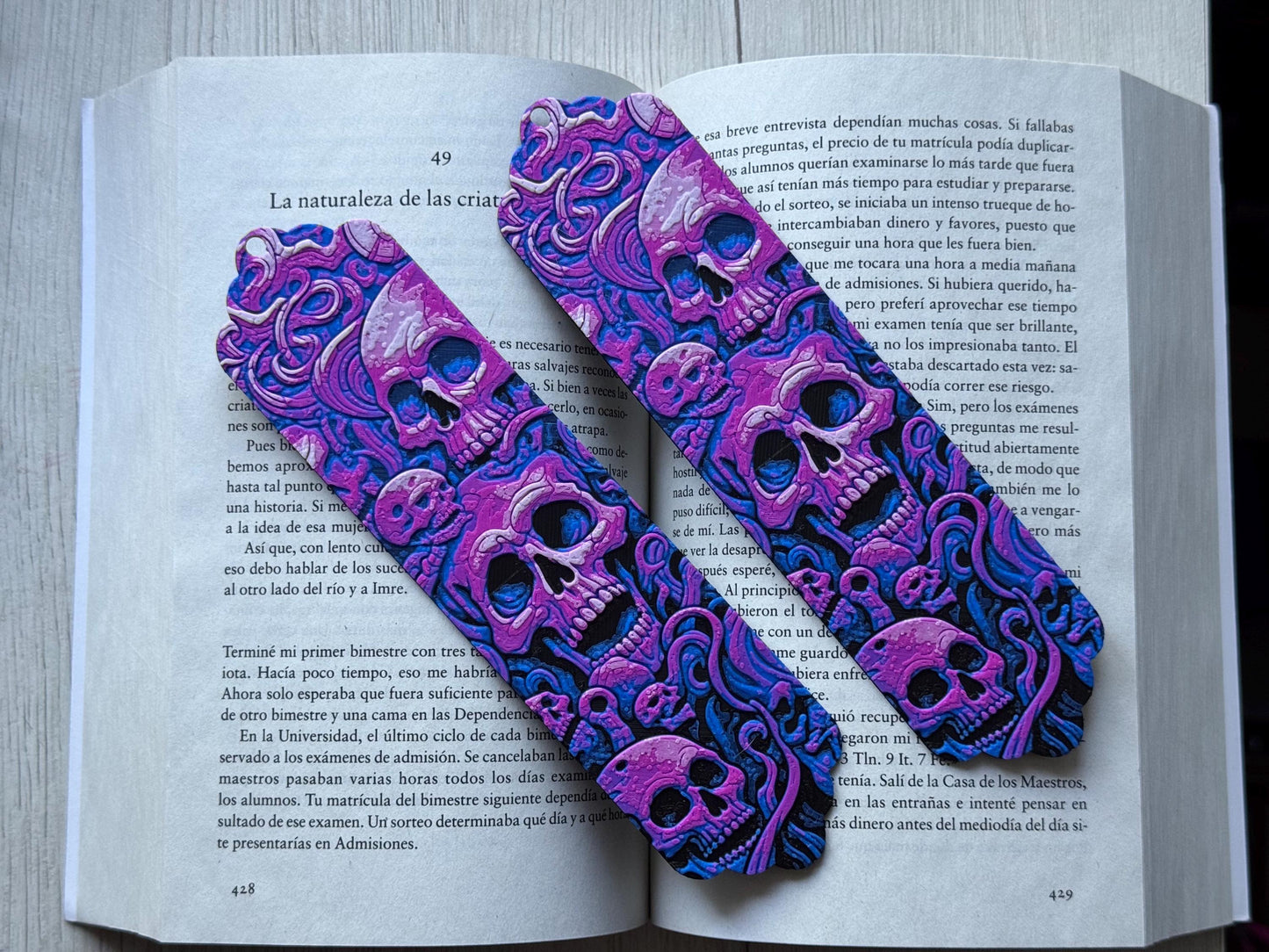 Purple Skull Bookmark Set - Fantasy Bookmark | Spring Bookmark | Reading Accessories