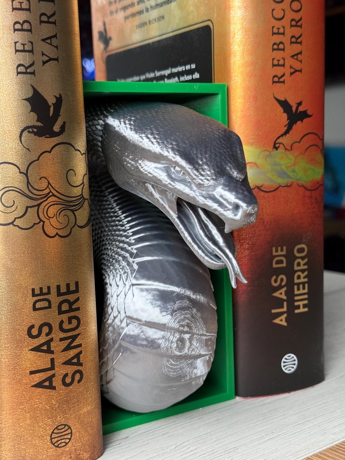 Animals emerging among books - book separator lion, book separator eagle, book separator snake, fantasy book nook, animal book nook
