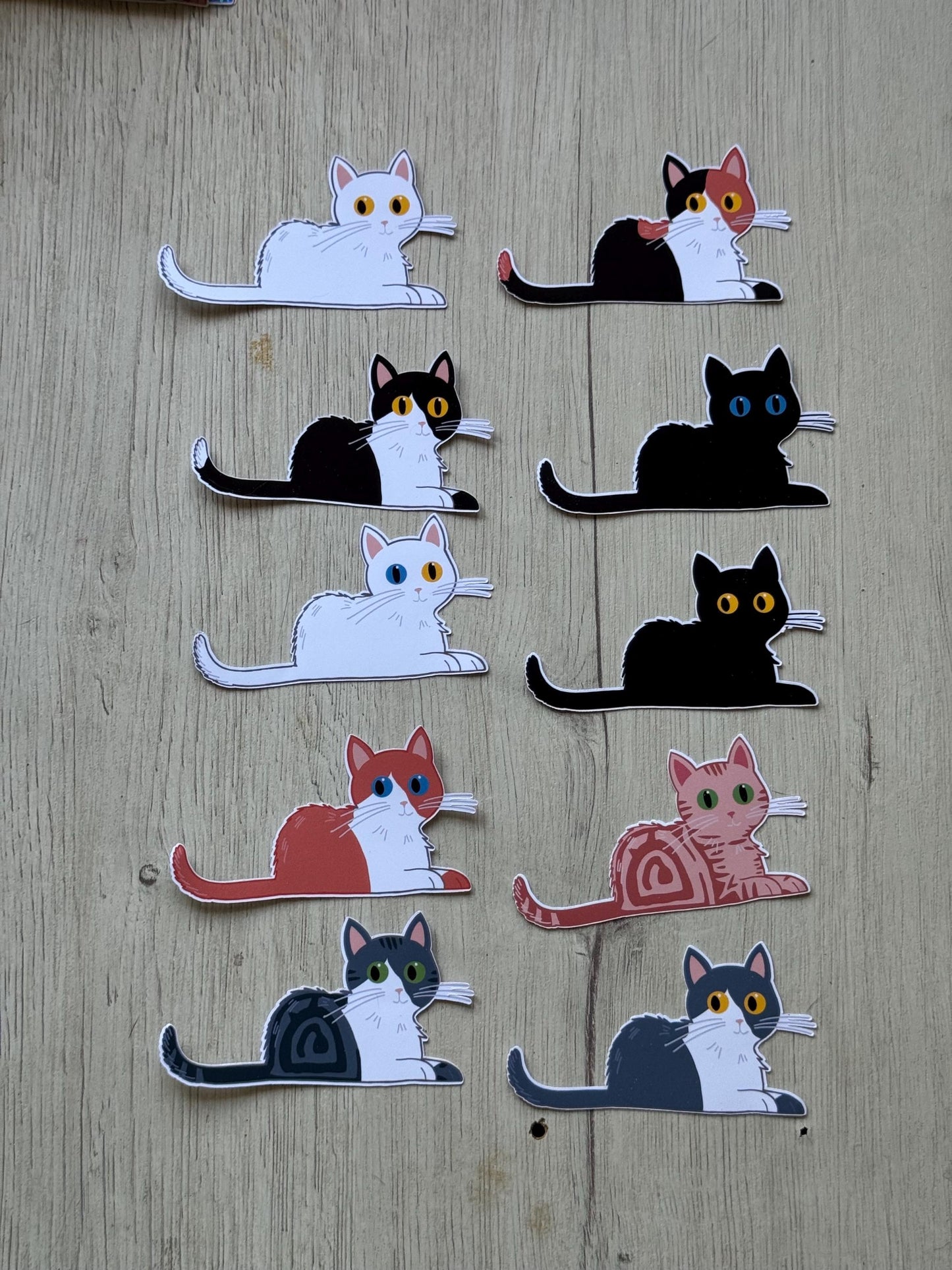 Cat Stickers – Hand Drawn, Custom Colors & Hair Patterns – Matte, Glossy or Holographic – Cute Gift for Cat Lovers