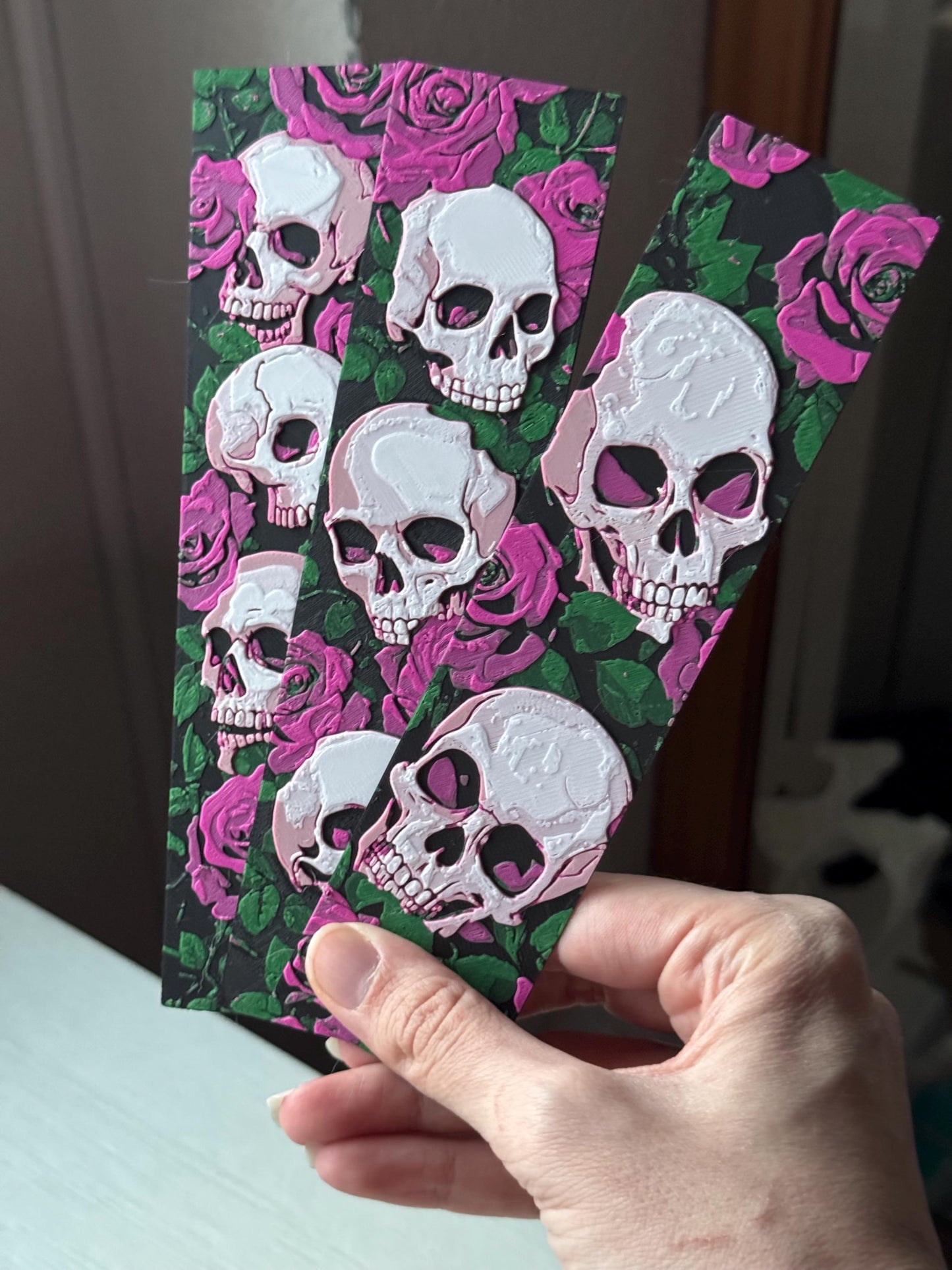 Bookmark set - "Skull & Roses", fantasy bookmark, bookmark, halloween