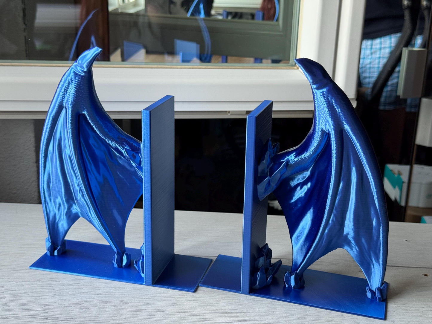 Dragon Wings Bookends – Fantasy Book Shelf Decor | 3D Printed Guardian Wings