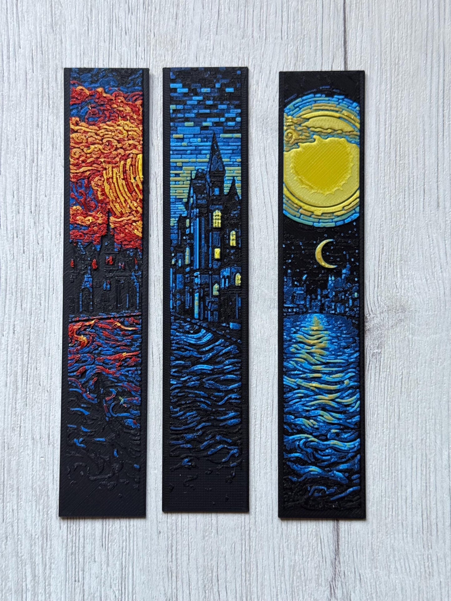 Bookmarks set - "Dusk, Moon and Dawn"  / fantasy bookmark / autumn bookmark / bookmark set
