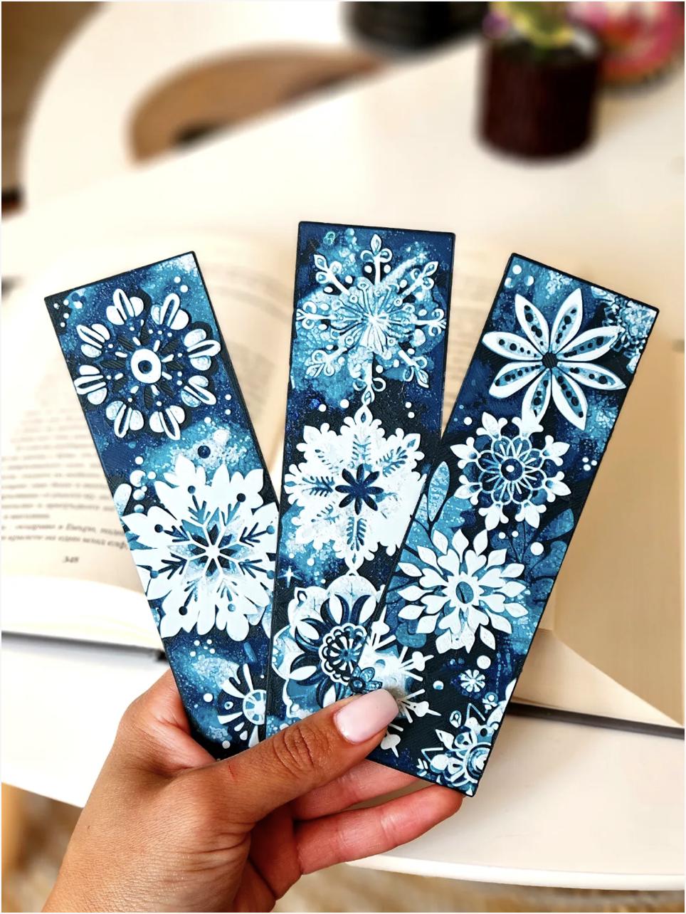 Bookmark "Snowflake Symphony" - Bookmarks, Christmas bookmarks, winter bookmarks, snowflake bookmarks