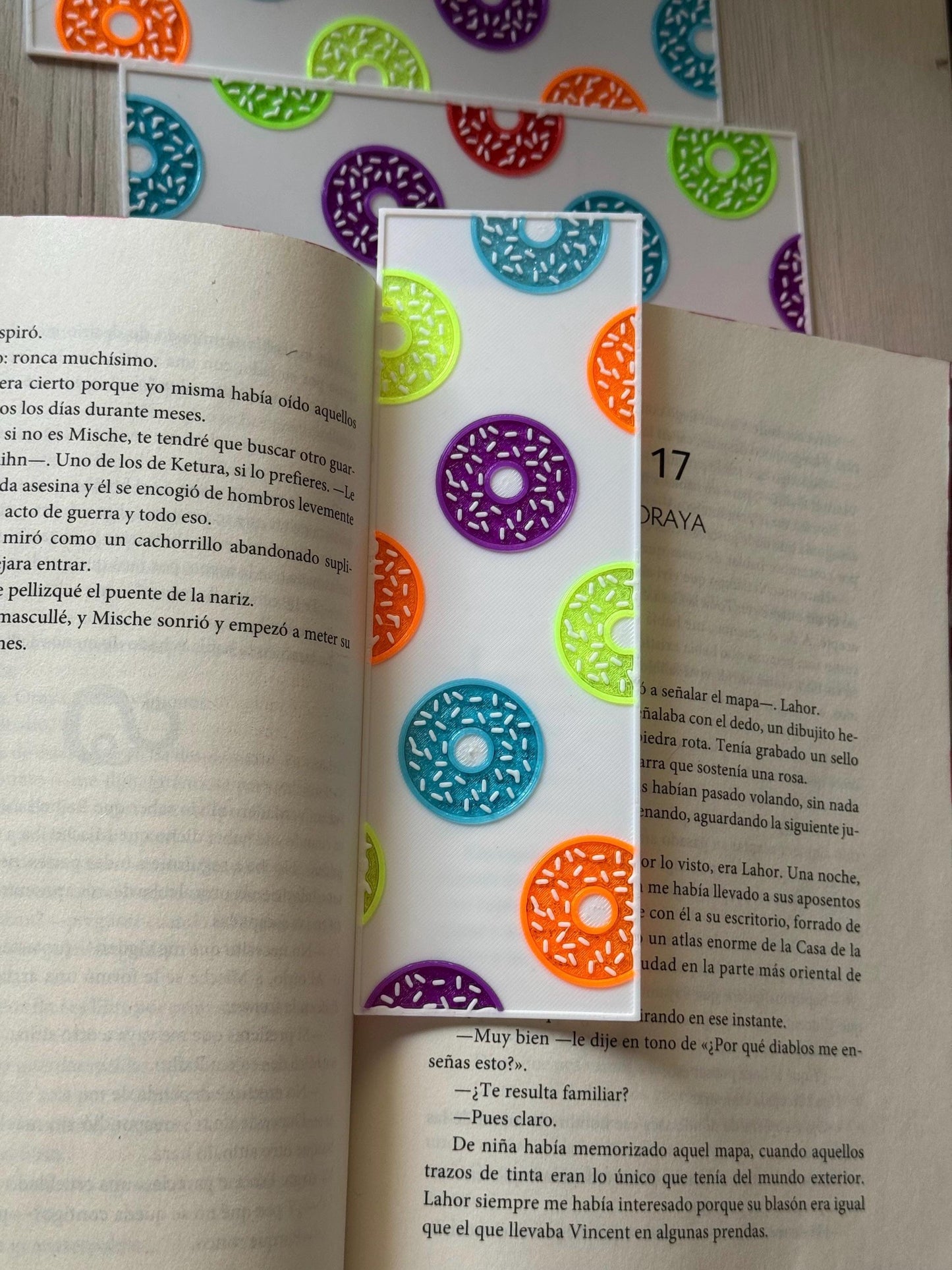 Stained Glass Donut Bookmark – Translucent Plastic Bookmark for Book Lovers | Cute Summer Reading Gift | Colorful Donut Gift for Readers
