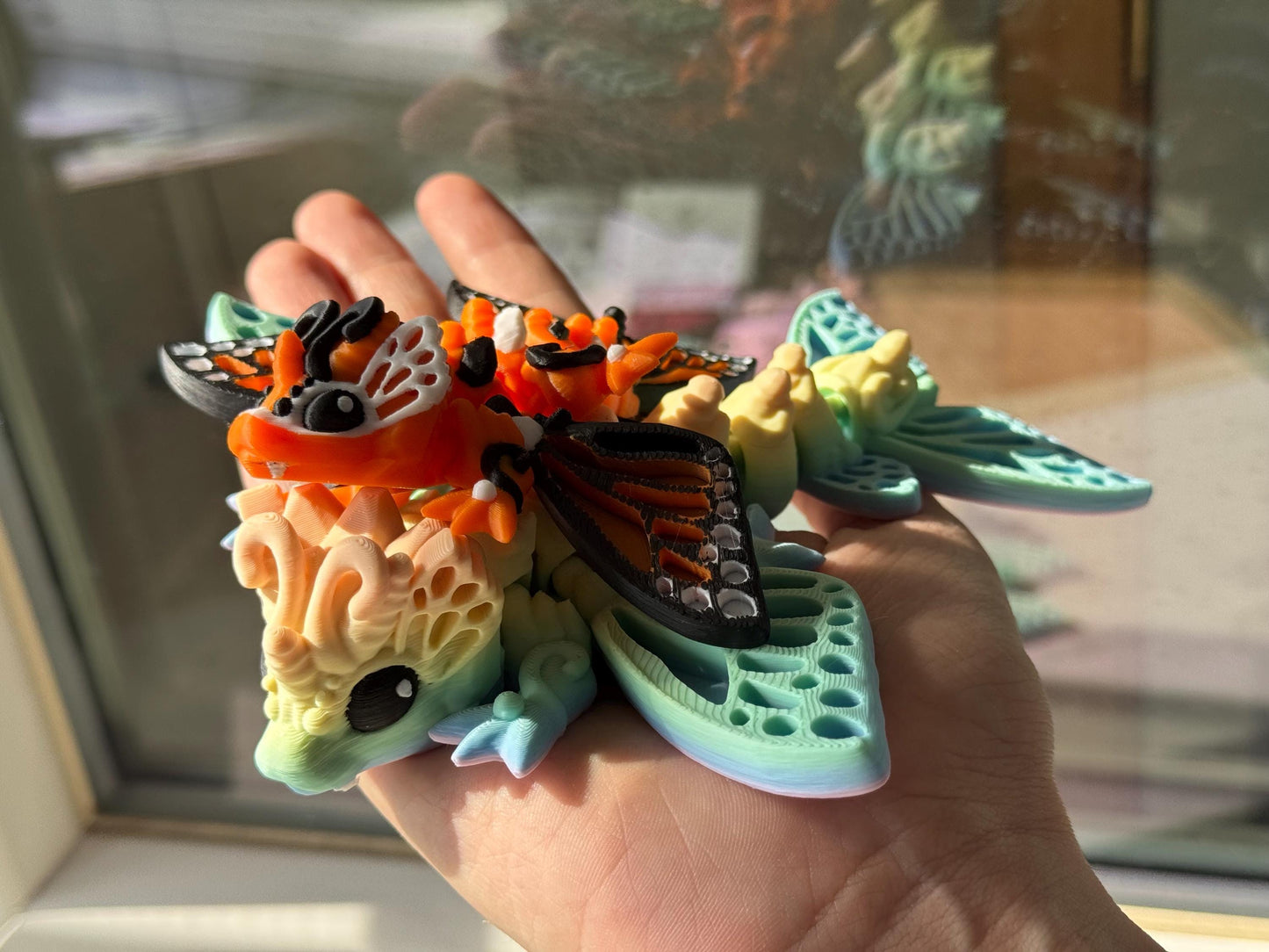 Baby dragon butterfly - gift for dragon lovers, printed dragon, figurines for desk