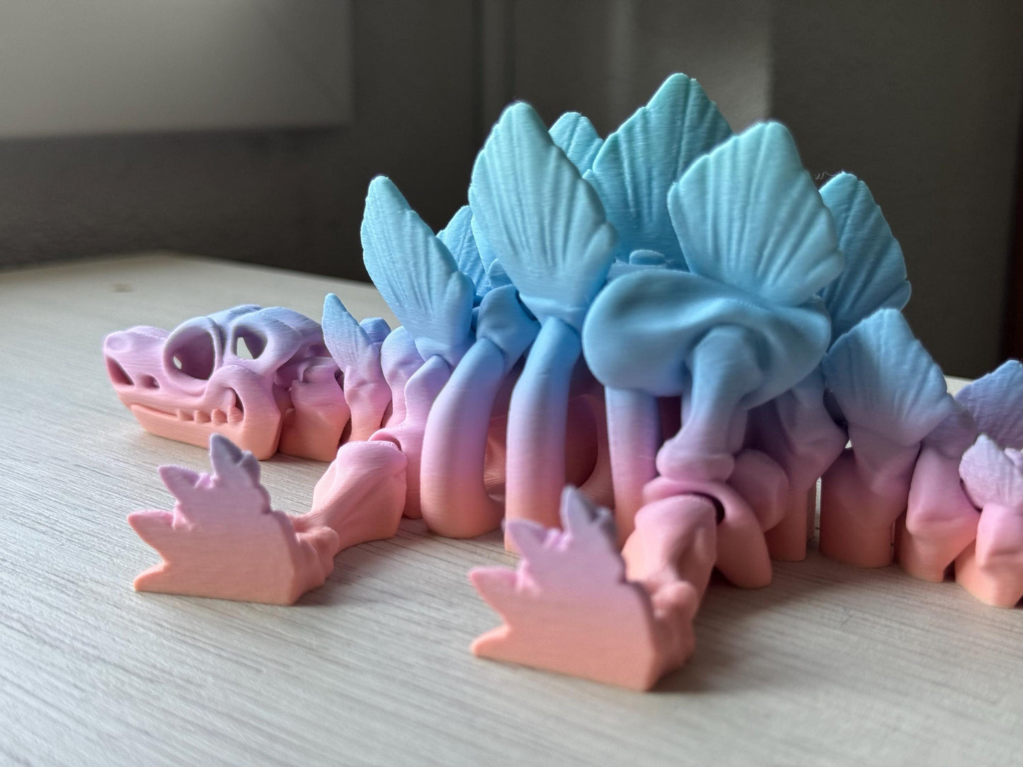 Articulated Stegosaurus Figure – 3D Printed Dinosaur Gift in Custom Colors | Posable Dino with or without Eyes