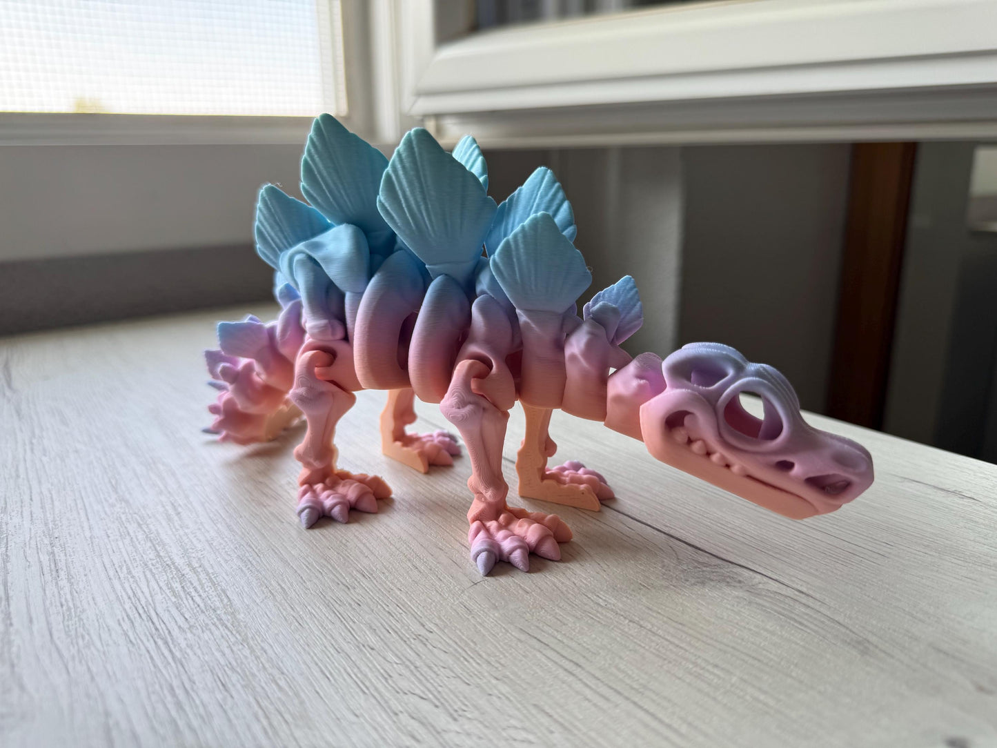 Articulated Stegosaurus Figure – 3D Printed Dinosaur Gift in Custom Colors | Posable Dino with or without Eyes