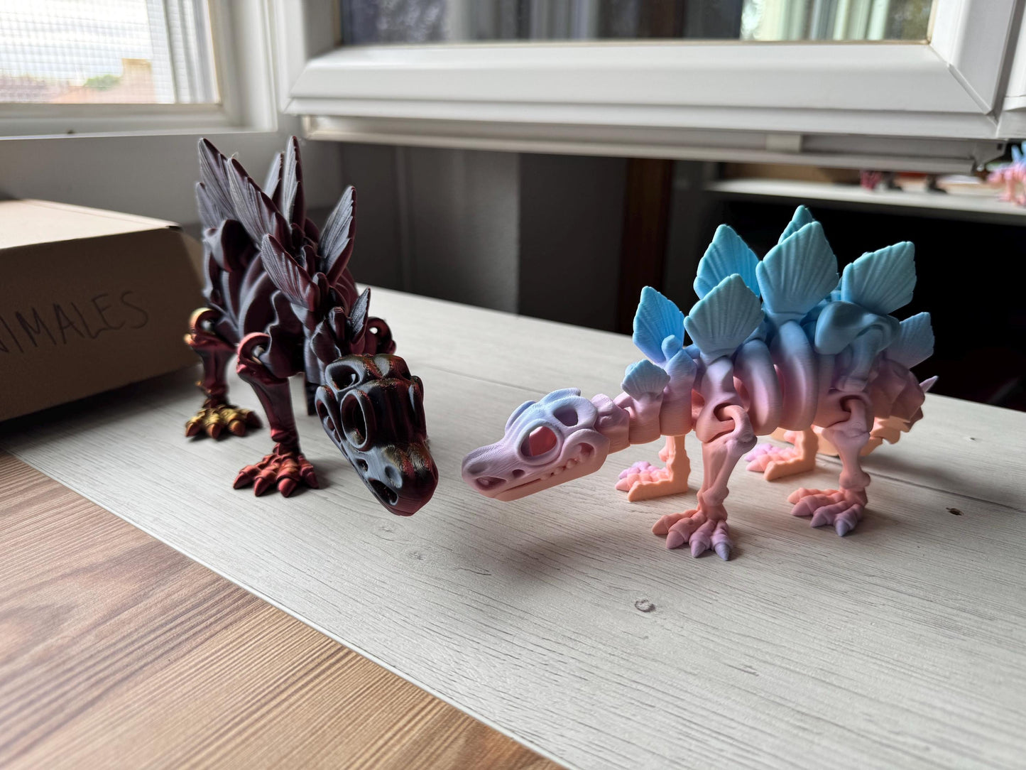 Articulated Stegosaurus Figure – 3D Printed Dinosaur Gift in Custom Colors | Posable Dino with or without Eyes