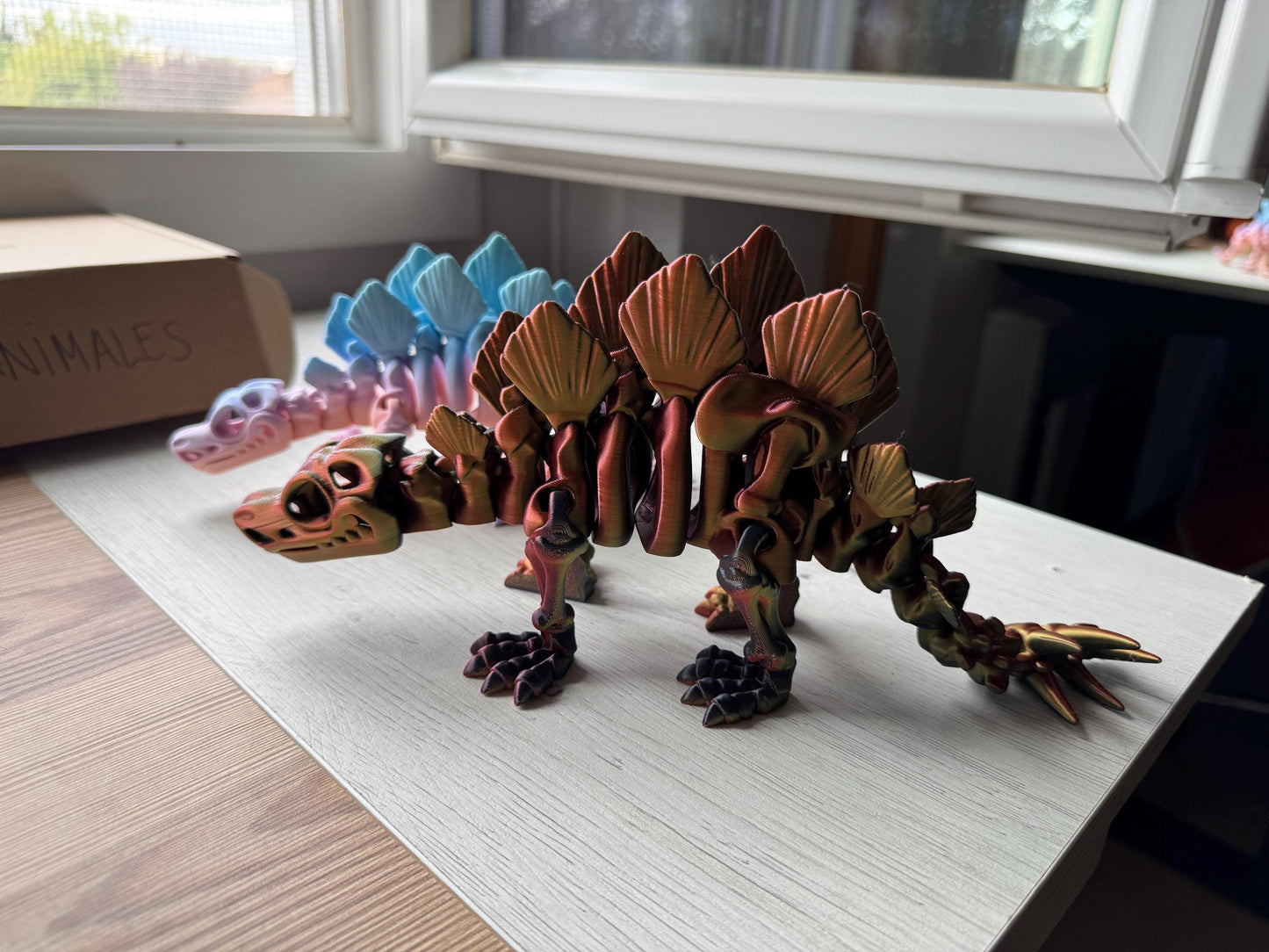 Articulated Stegosaurus Figure – 3D Printed Dinosaur Gift in Custom Colors | Posable Dino with or without Eyes