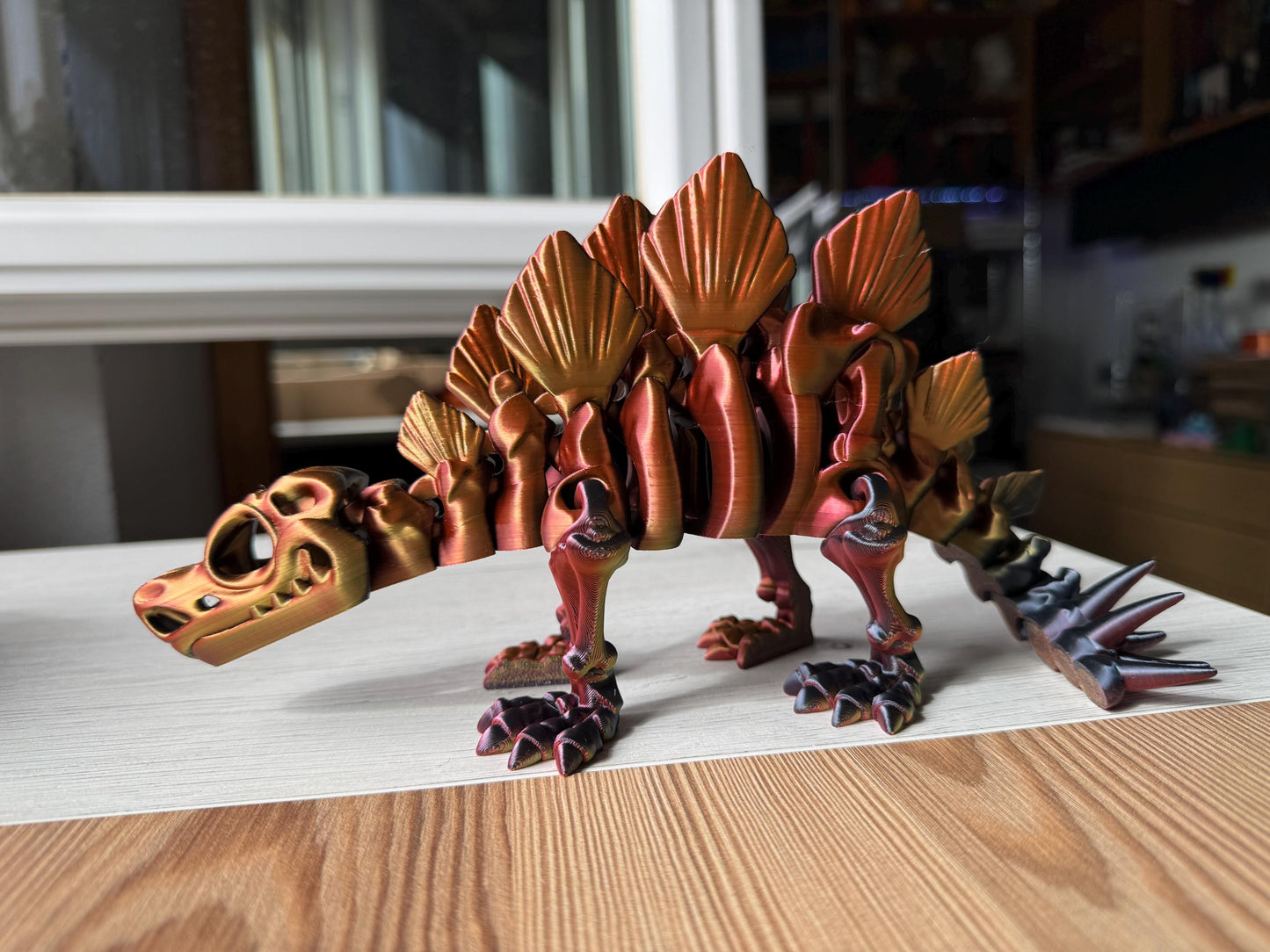 Articulated Stegosaurus Figure – 3D Printed Dinosaur Gift in Custom Colors | Posable Dino with or without Eyes