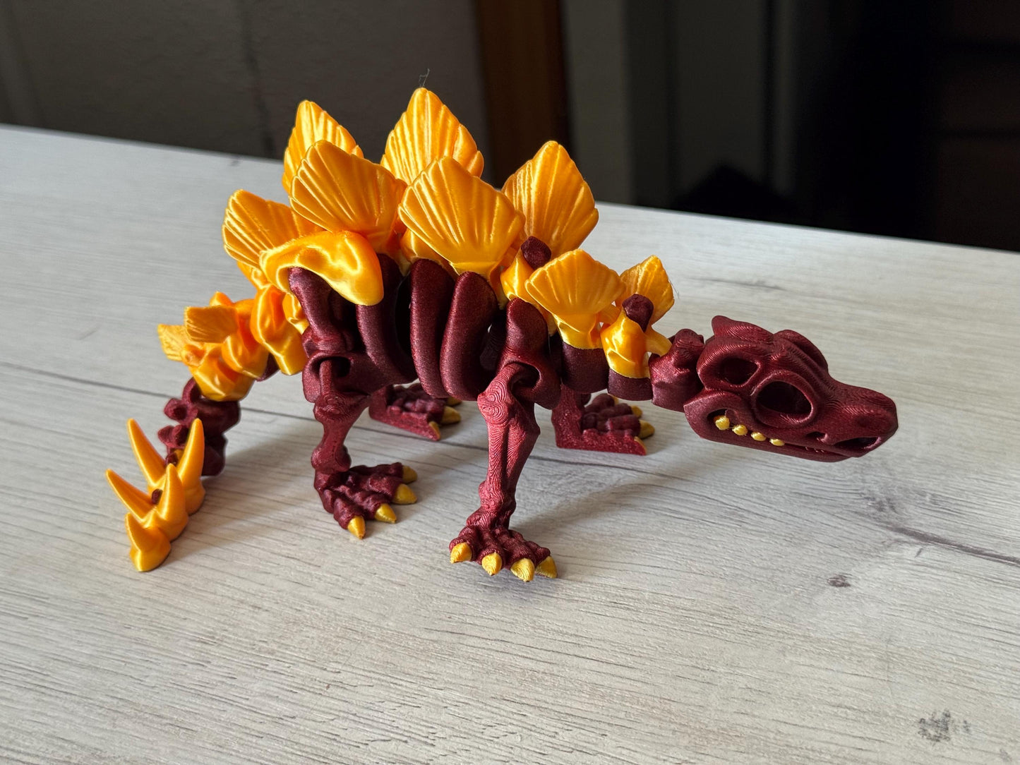 Articulated Stegosaurus Figure – 3D Printed Dinosaur Gift in Custom Colors | Posable Dino with or without Eyes