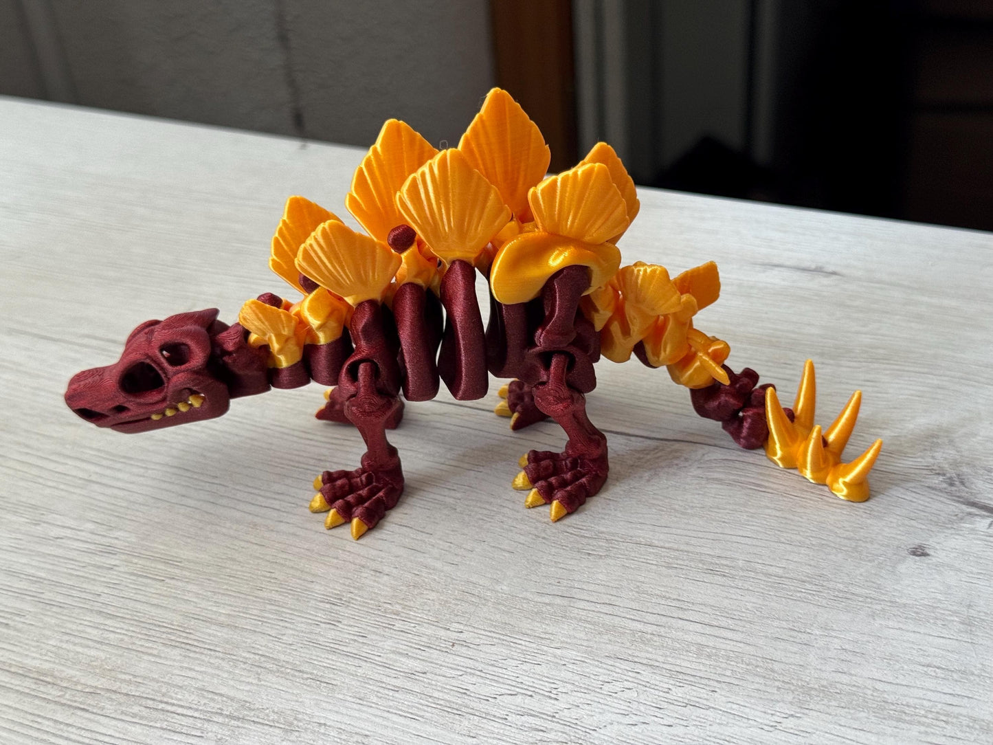 Articulated Stegosaurus Figure – 3D Printed Dinosaur Gift in Custom Colors | Posable Dino with or without Eyes